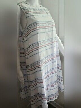 Beachlunchlounge Striped Linen Blend Sleeveless Shift Dress